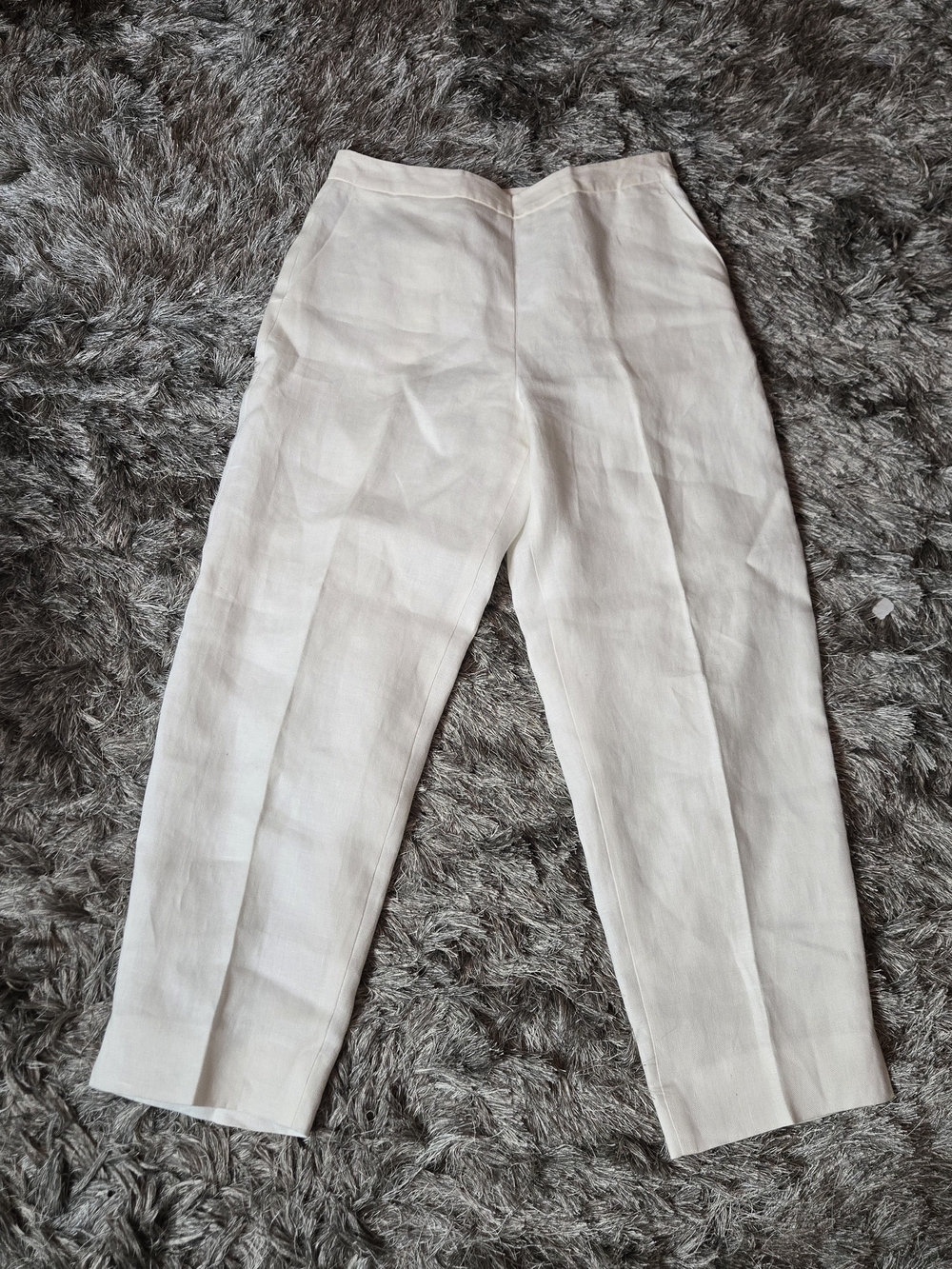 Vtg Talbots Cream Cropped Tailored Irish Linen Blend Pants 6P